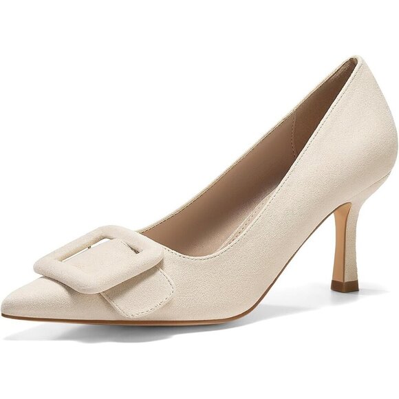 Women's Closed Pointed Nude  Toe Pumps Stiletto High Heels and Party Dress Shoes - Picture 1 of 6